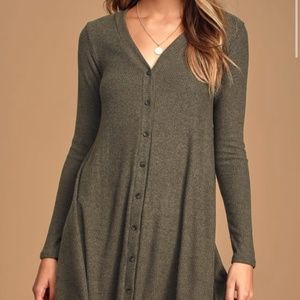 Lulus green button front sweater dress